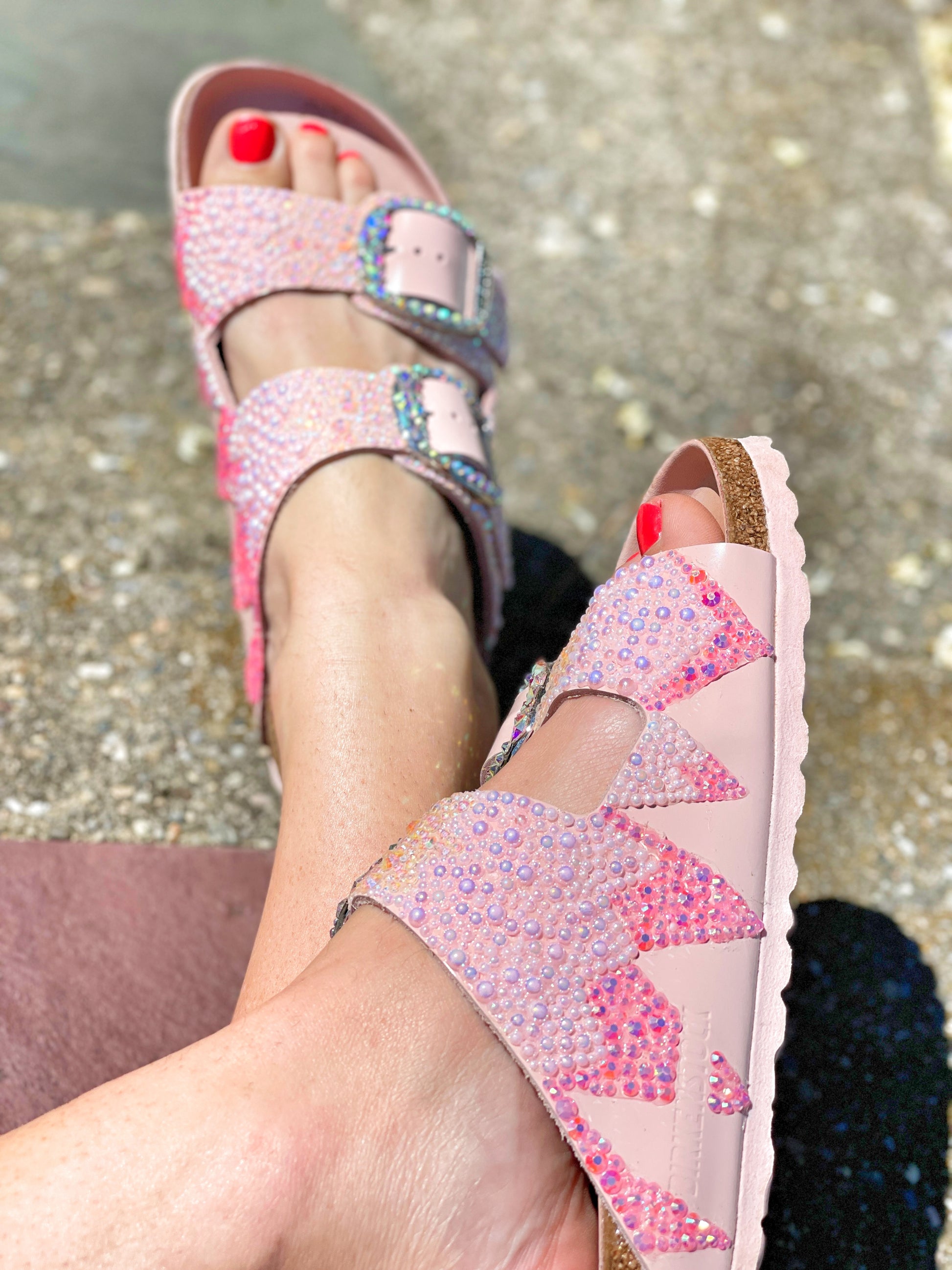 Pink Big Buckle Birkenstock with Embellished Buckles