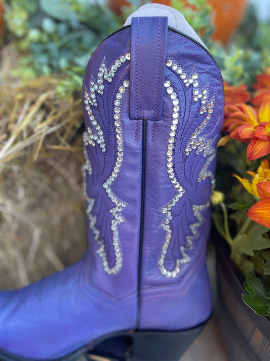Dan Post Purple Cowboy Boots, Western Boots for Women, Sparkle Cowboy Boots